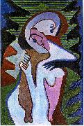 Ernst Ludwig Kirchner Lovers (The kiss) painting
